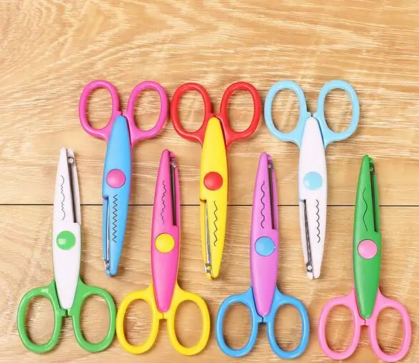 6pc/lot Children Kids Paper Craft Scissors 6 Cutting Patterns Curved Edges DIY Decorative