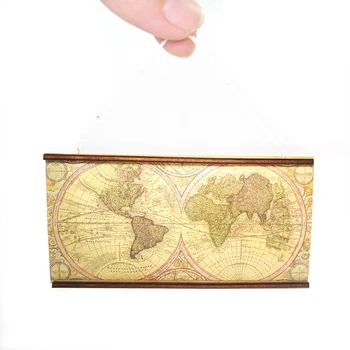 

1set /2pcs 1/12 Dollhouse Miniature Accessories Mini World Map Simulation Furniture Model Toys for Doll House Decoration