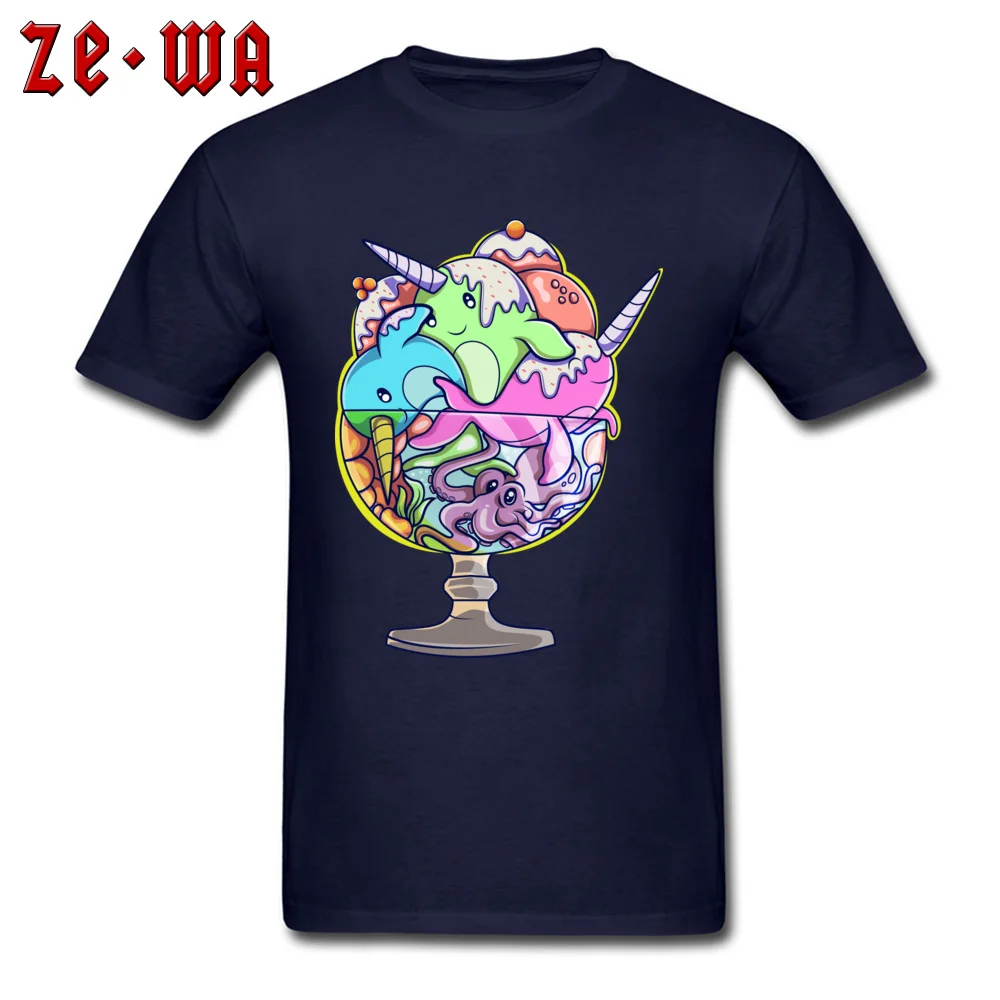 Summer Ocean ice cream Tops Tees for Boys Discount Thanksgiving Day Crewneck 100% Cotton Short Sleeve T-Shirt Gift T-Shirt Ocean ice cream navy