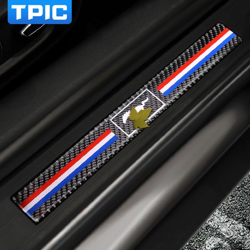 TPIC карбоновые накладки на пороги, защитные наклейки и наклейки, защита на порог автомобиля для Mustang-, аксессуары