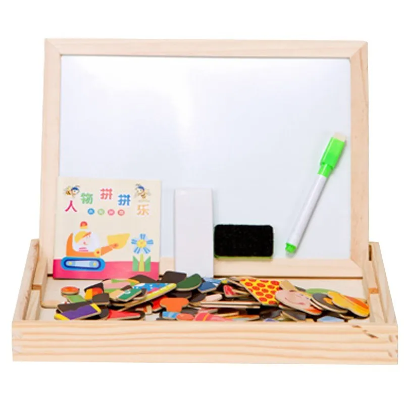 Multifunctional Educational Farm Jungle Animal Wooden Magnetic Puzzle Toys for Children Kids Jigsaw Baby's Drawing Easel Board (18)