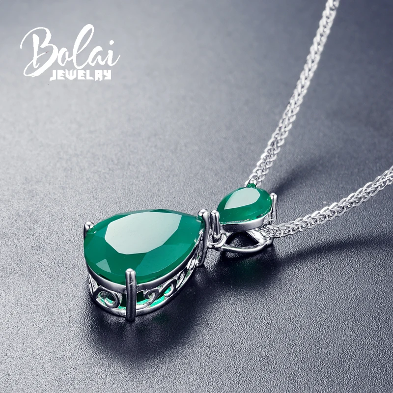 Bolaijewelryclassic pendant necklace natural agate gemstone fine jewelry for women anniversary party or daily wear best gift. Fine Jewelry