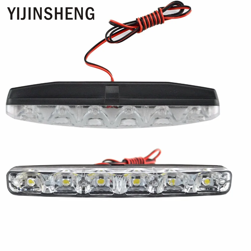 

YIJINSHENG Car Accessories Universal Fit 6 LED Car Daytime Running Lights DRL DC 12V LED Steering Lamp Automobile Light Source