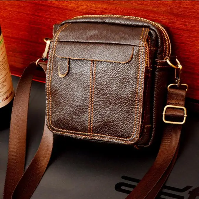 100% Genuine Leather Messenger Bags Men Casual Travel Business ...