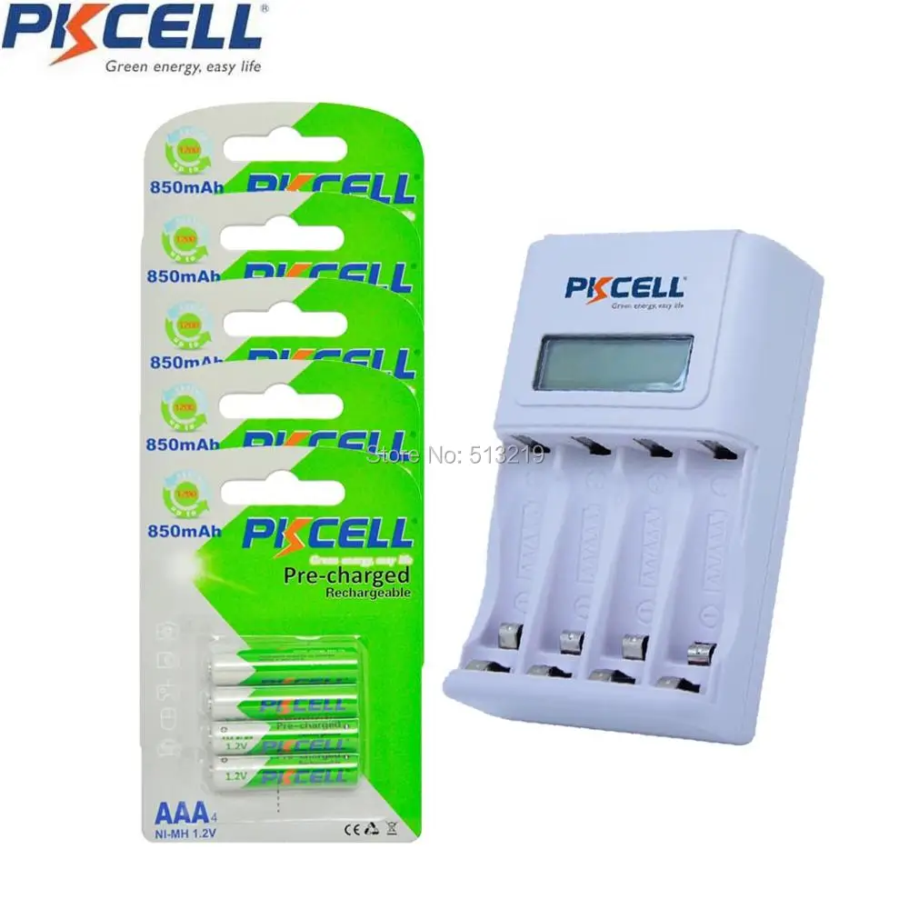 

20Pcs PKCELL Pre-charged AAA Rechargeable Battery 4slot EU/US LCD Charging Indicator Charger For 1to4pcs AA/AAA NICD/NIMH Batter