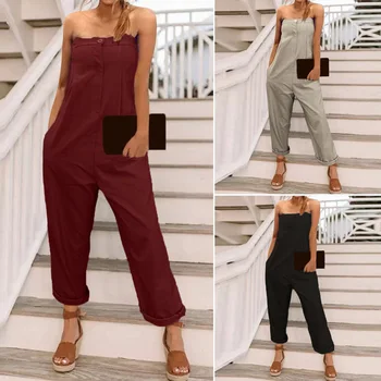 

2020 Fashion Womens Jumpsuit ZANZEA Lady Sexy Off Shoulder Office Jumpsuit Casual Solid Zip Up Long Playsuit Overalls Mono Mujer