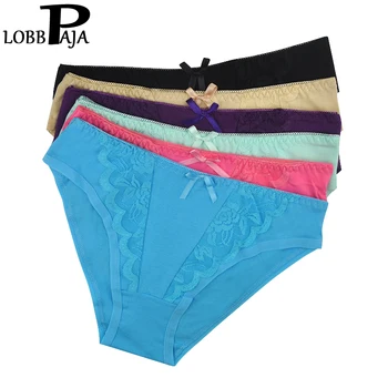 

LOBBPAJA 6 PCS Pack Woman Underwear Women Cotton Panties Sexy Lace Low Waisted Girls Briefs Ladies Knickers for Women LP233