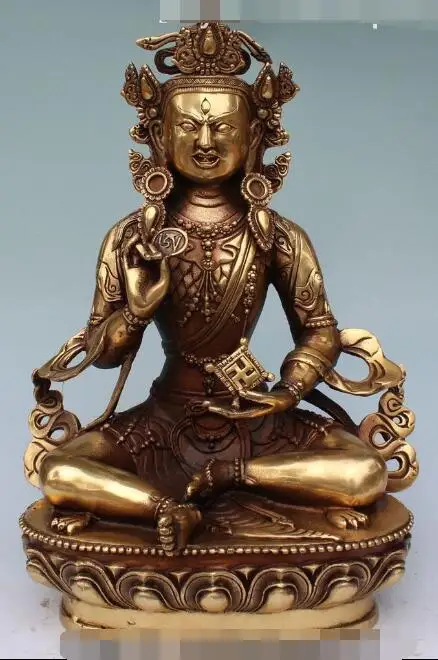 

S4358 12" Tibet Buddhism Religion Fane Bronze Seat Kwan-Yin Goddess TaRa Buddha Statue