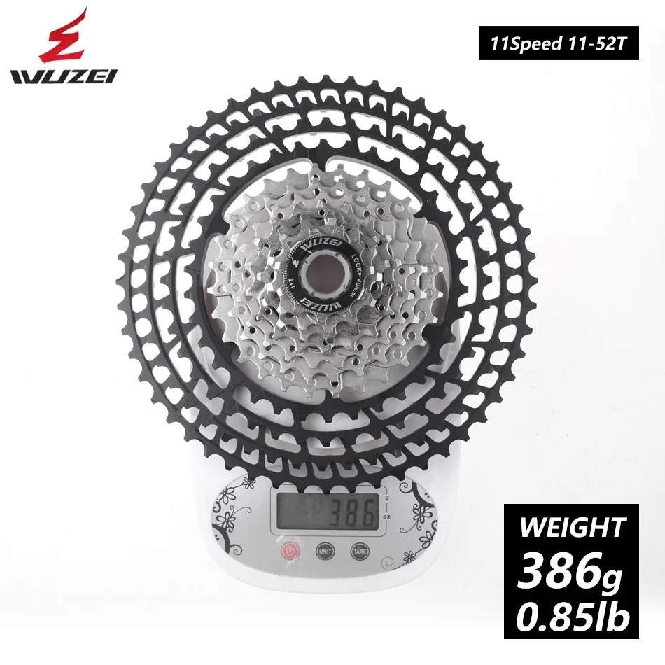 WUZEI MTB 11 скоростей 11-50T 11-52T кассета 365g Сверхлегкий велосипед свободного хода 11t Запчасти для велосипеда горный для Shimano M9000 M8000 - Цвет: 11S 52T Black silver