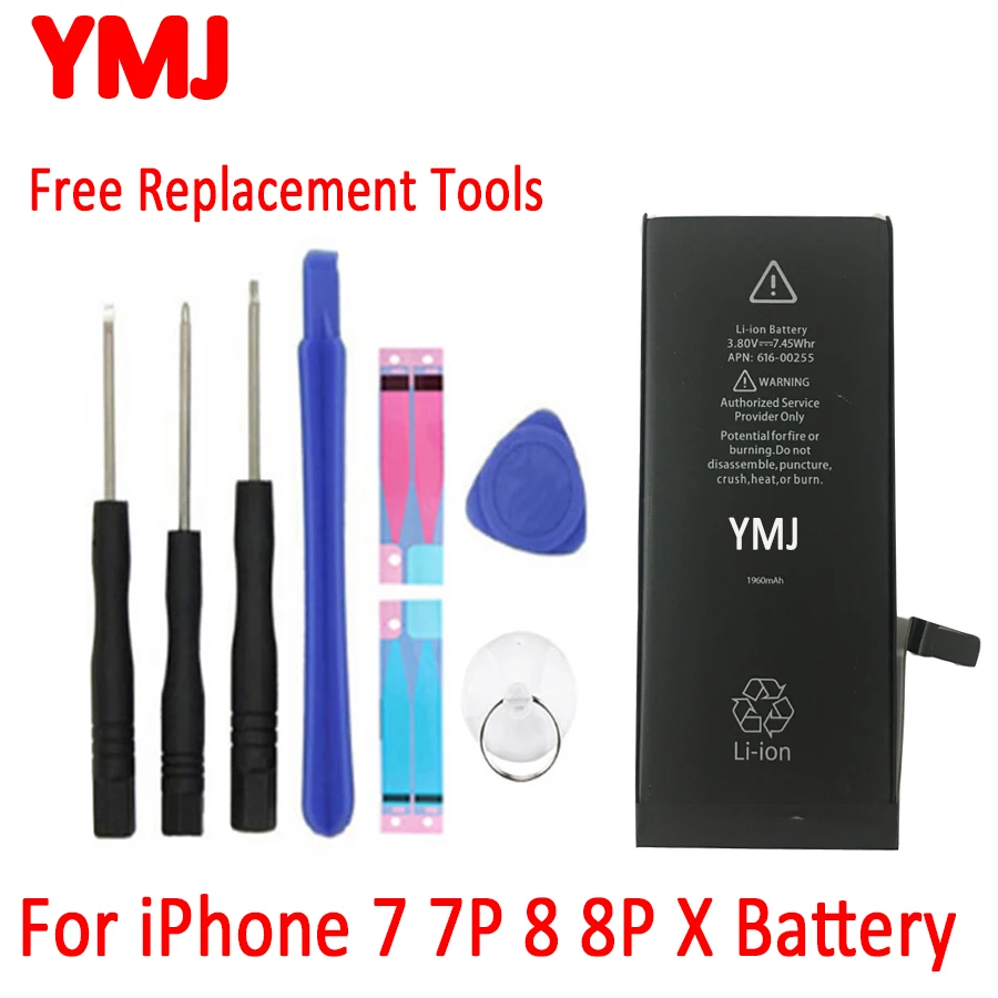 

YMJ Mobile Phone Battery For iPhone 6 7 7P 8 8P X XR XS XSMAX Original Internal Replacement Real Capacity Batterie For iPhone