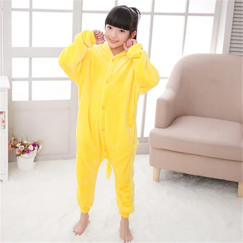 Для девочек детская одежда желтого цвета с изображением покемона Kigurumi Пижама