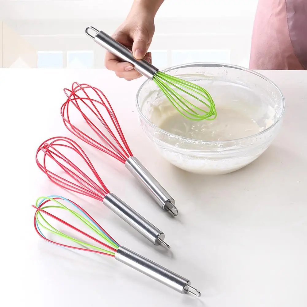 

HobbyLane Inches Manual Silicone Egg Beaters with Stainless Steel Handle for Kitchen Cooking