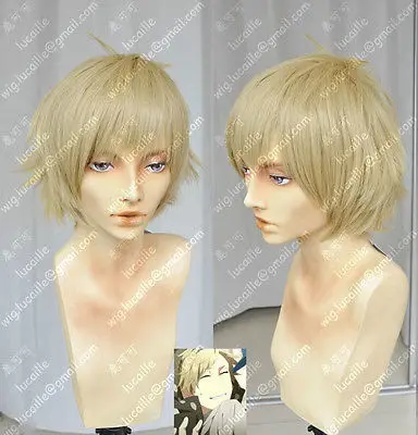 FREE SIPPING hot sale @ &gt&gt&gtBeautiful Boy Short Hairs Project/kano Beautiful Pink Flax Blonde Cosplay Wig |