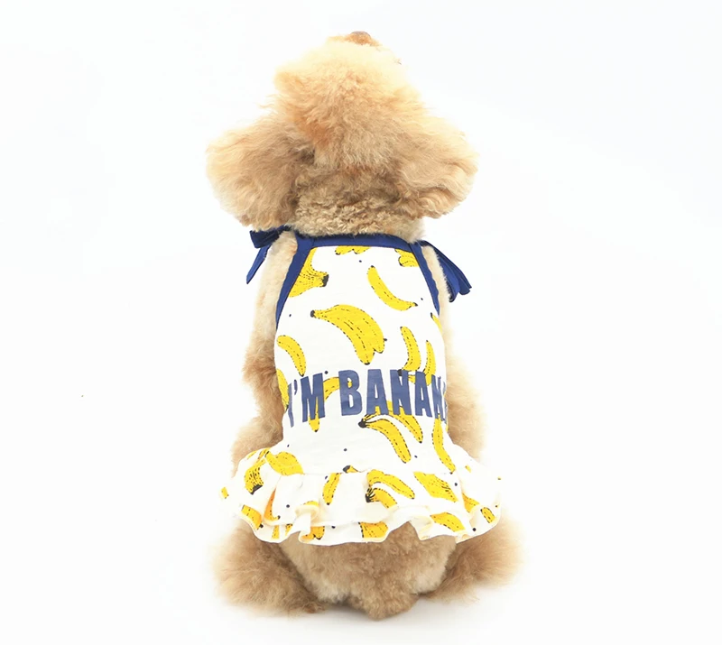 D98 новые летние собака платье и футболка прекрасный банан Pet пара костюм щенка кошка жилет собака юбки для малый собачка Йоркширский