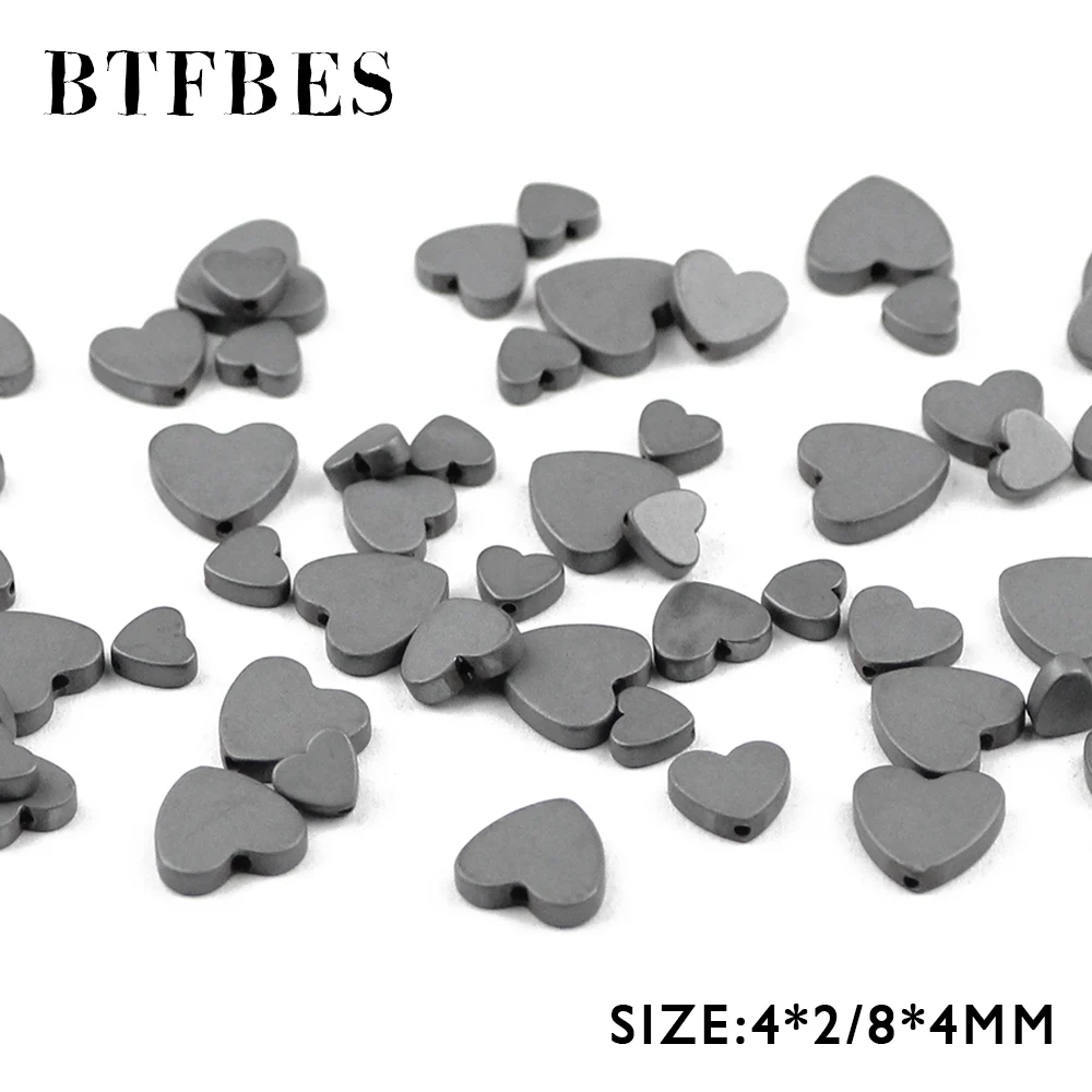 Матовые персиковые бусины BTFBES в форме сердца из черного гематита натуральный
