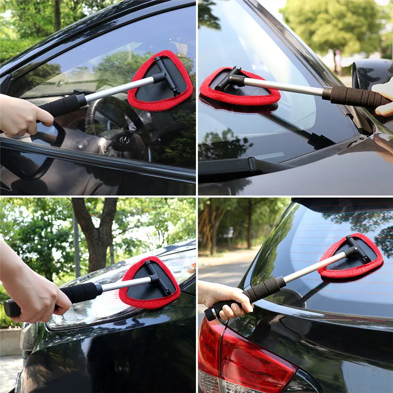 

1x Telescopic Window Glass Auto Cleaner car windshield cleaning brush microfiber window scraping mist eliminator Car Accessories