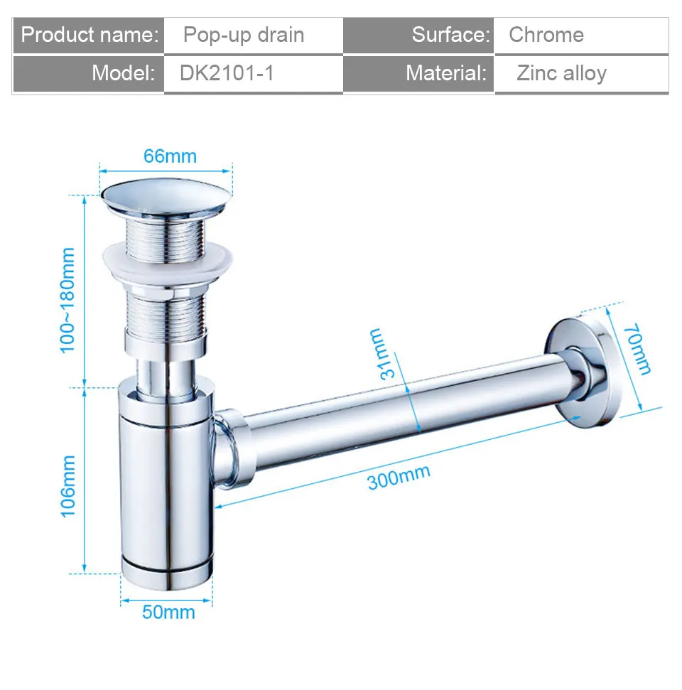 Сливная пробка для раковины для ванной комнаты, сливная пробка с переливом, сливный набор для раковины, сифон для слива отходов, P-TRAP, слив хромированный