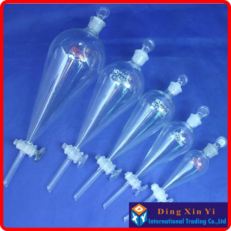 Glass Separatory Funnel 500ml pear shape separatory funnel glass pear-shaped funnel Separatory Funnel squib pear shape ground-in glass stopper