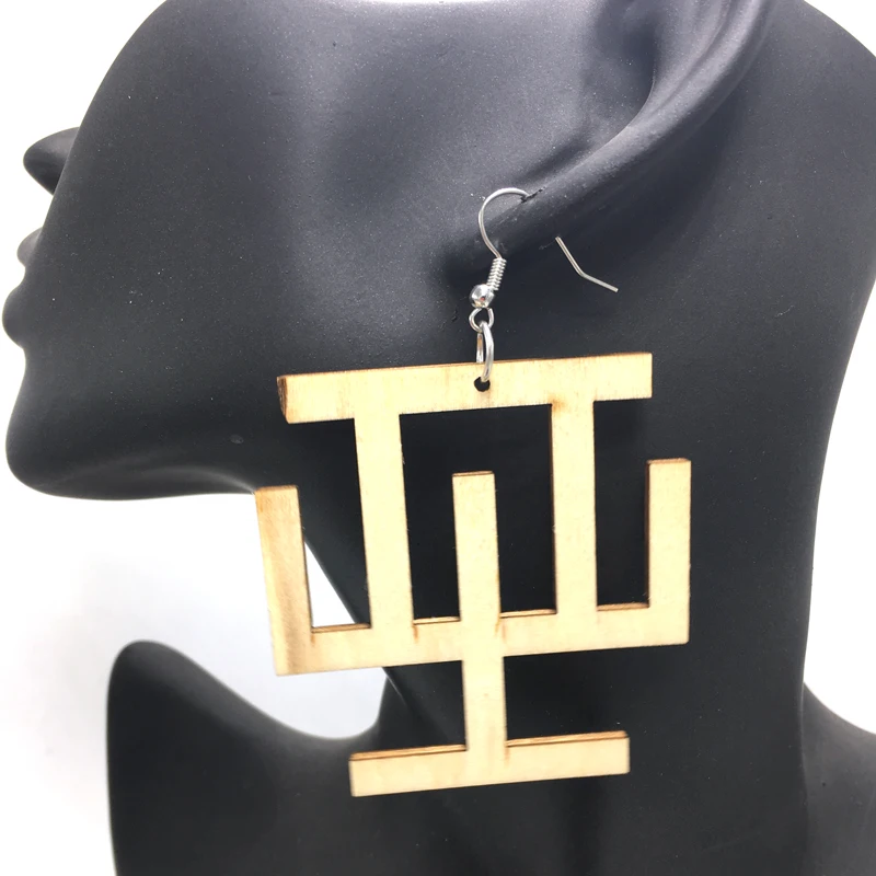 Бесплатная доставка! Деревянные серьги Adinkra Symbol Hwe Mu Dua Shape|wooden earrings|earrings free