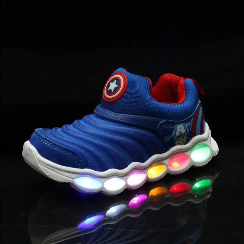 Детская обувь с подсветкой, светильник с человеком-пауком для мальчиков и девочек, светящийся обувной светильник детские светящиеся сникерсы, Led schuhe buty swiecacace, светильник s