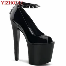 Красивые тонкие туфли с рыбьим клювом; обувь на высоком каблуке 17 см; обувь на платформе на высоком каблуке; маленькие туфли из искусственной кожи