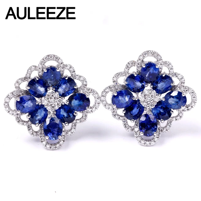 Auleeze 4 1cttw Oval Cut Natural Shire Clip Earrings 18k White Auleeze 4 1cttw Oval Cut Natural Shire Clip Earrings 18k White Gold Real Diamond For