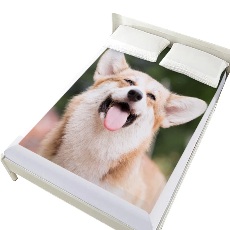pet-03 3D простыни на резинке, 160x200 простыни, наматрасник для кровати. Простыня, постельное белье, постельное белье с изображением улыбающейся собаки - Цвет: pet-03