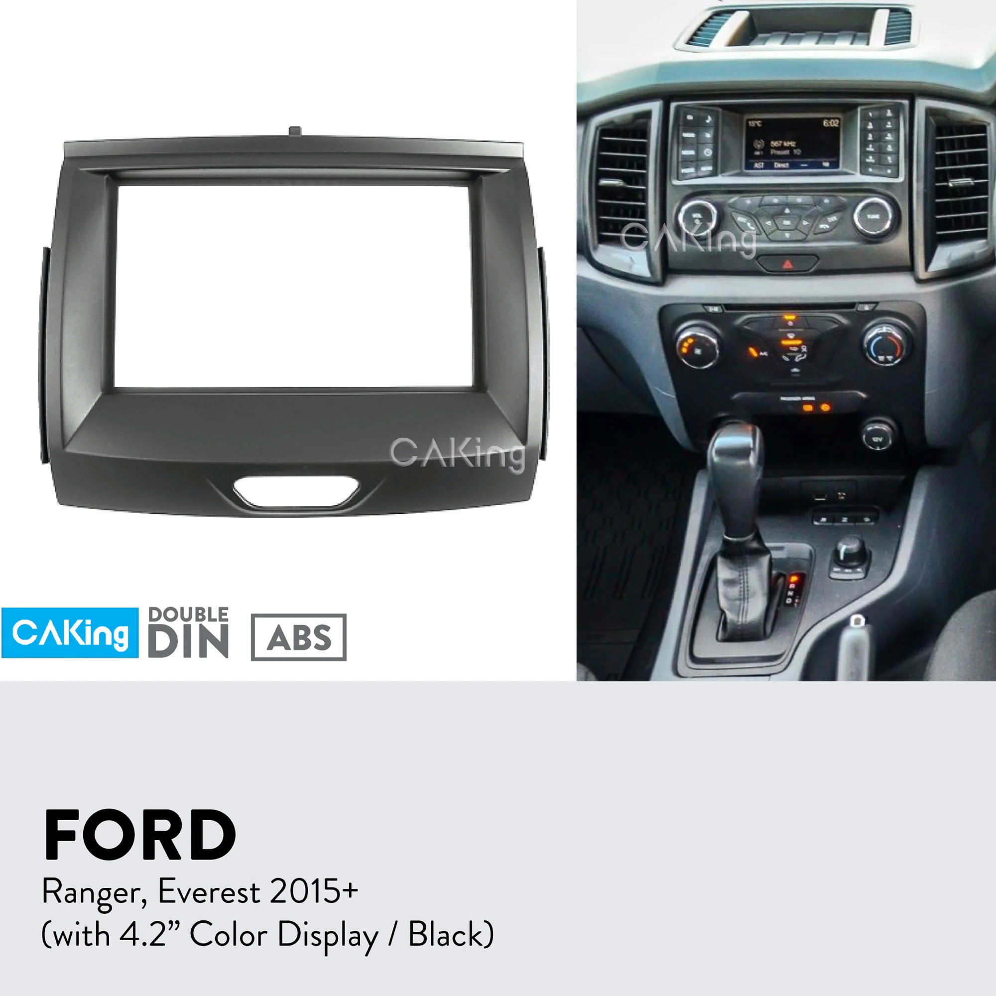 

Double Din Car Fascia Radio Panel for FORD Ranger, Everest 2015+ Frame Dash Fitting Kit Install Facia Face Plate Bezel Console