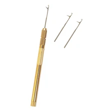 Высокое качество алюминия для перьев, пучков нарощенных волос Комплект Тяговая Съемник игла Threader DIY инструмент