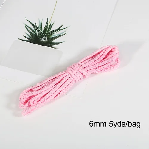 5 ярдов 6 мм хлопковое плетение из веревок декоративный витой шнур веревка для украшения ручной работы шнурок для рукоделия моток веревки - Цвет: Pink