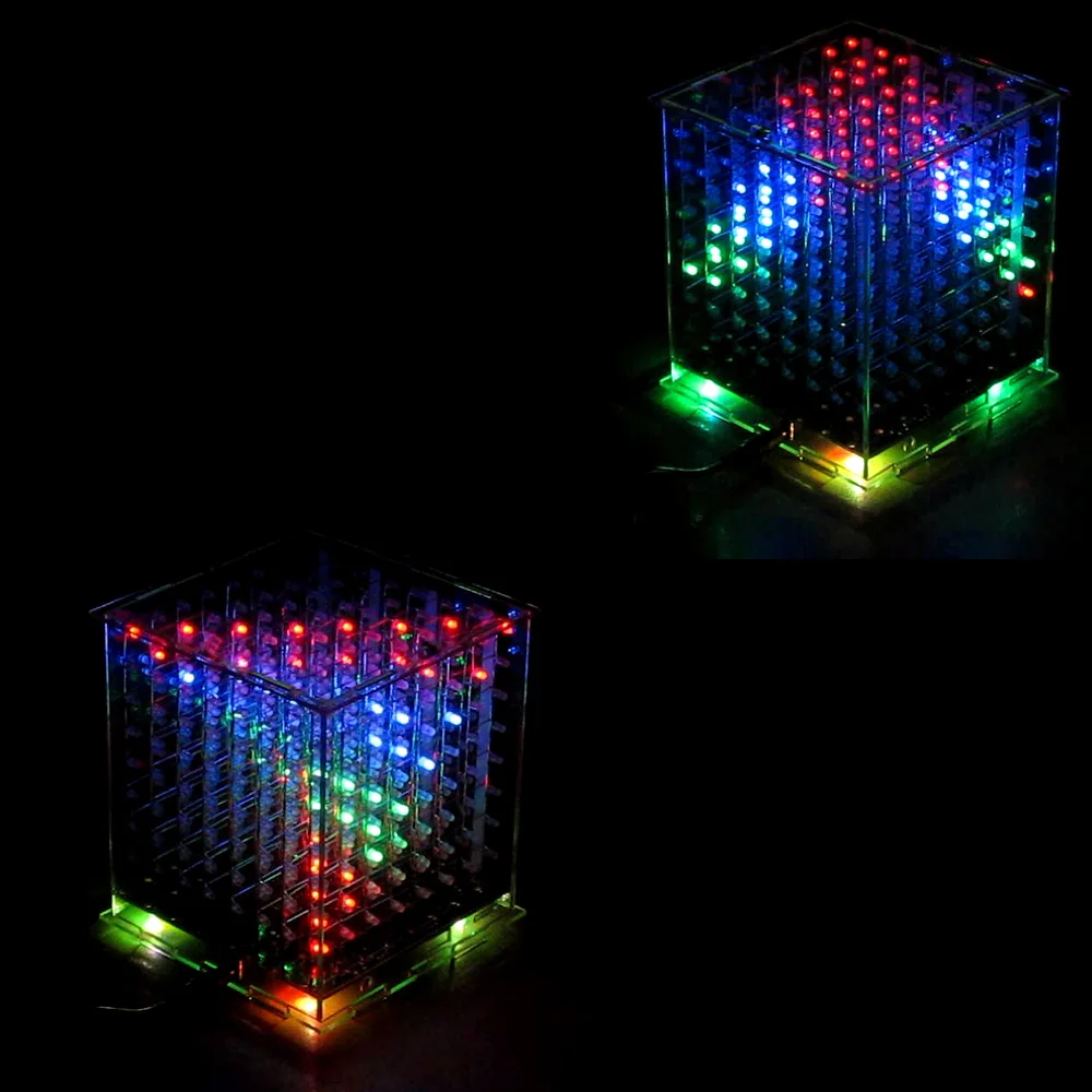 diy electronic  3D multicolor led light cubeeds kit with Excellent animations 3D8 8x8x8 gift led display electronic diy kit