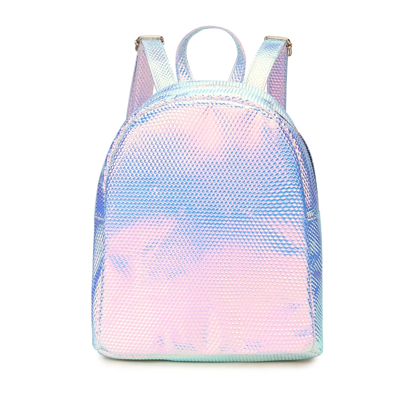 

Trendy Fashion Laser Gradient Embossed Pattern Pu Leather Young Girl's Travel Backpacks For Teenage Girls Female School Bag