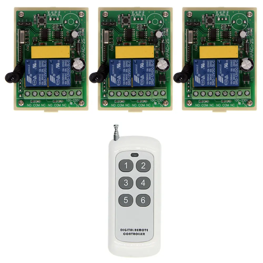 

AC 110V-220V 2 CH 2CH Relay Switch 500m RF Wireless Remote Switch ASK Smart Home Receiver handheld 6CH Transmitter