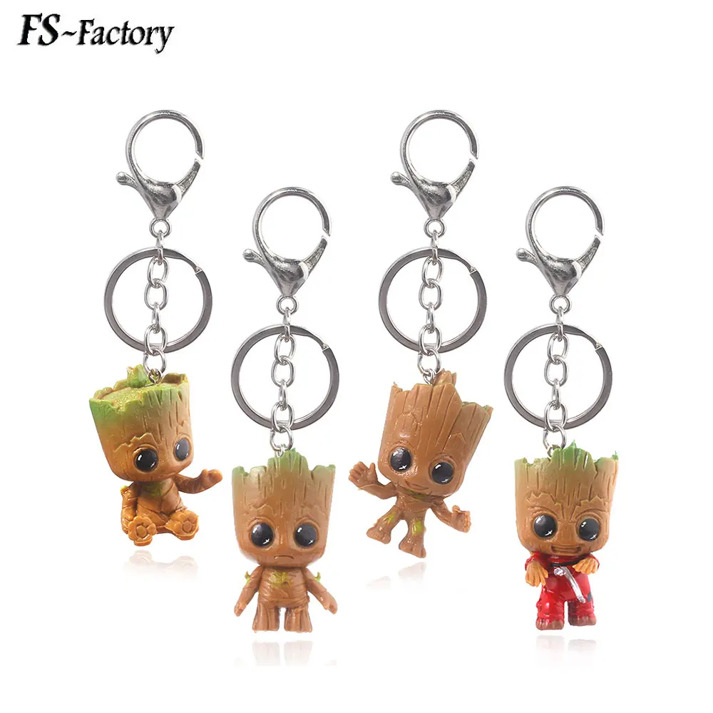 

Wholesale 4pcs Guardians Galaxy Groot Tree man Toys Keychain Avengers Cute Groot Maceta Key Chain Bag Pendant Jewelry Gift