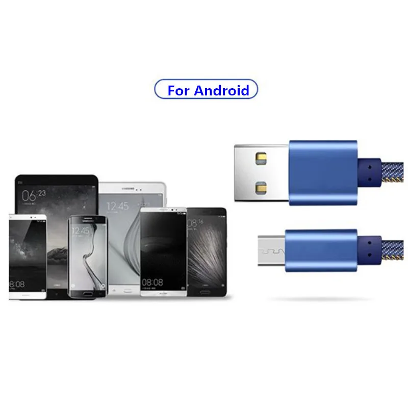 Micro USB Cable 1m 2m Denim Cable For Xiaomi Redmi Note Charging Mobile Phone USB Charger Data Cable For Samsung Sony HTC LG