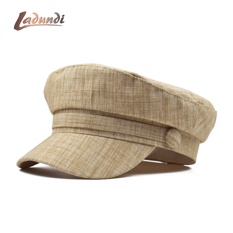

LADUNDI Solid Color Lace Cotton Gold Line Women Flat Berets Cap Ladies Elegant Baker Girl Hat Duckbill Autumn Classic Female Hat