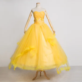

2017 Beauty and the Beast movie costume Princess Belle adults cosplay Belle costume yellow dress Movie cosplay Custom made