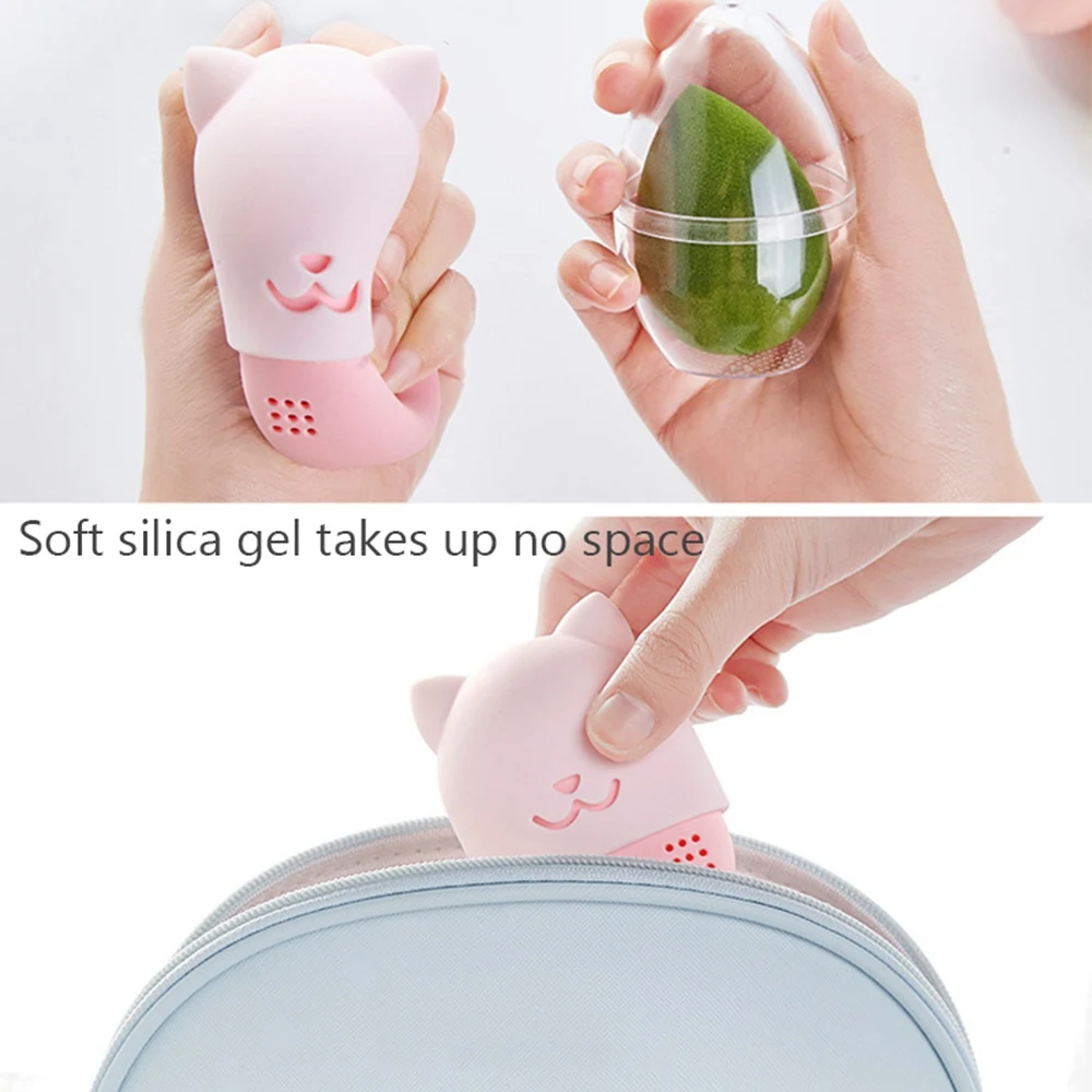 Cute Eggshell Silicone Makeup Sponge Holder Travel Sponge Carrying Case Beauty Foundation Blending Sponge Holder Storage Box