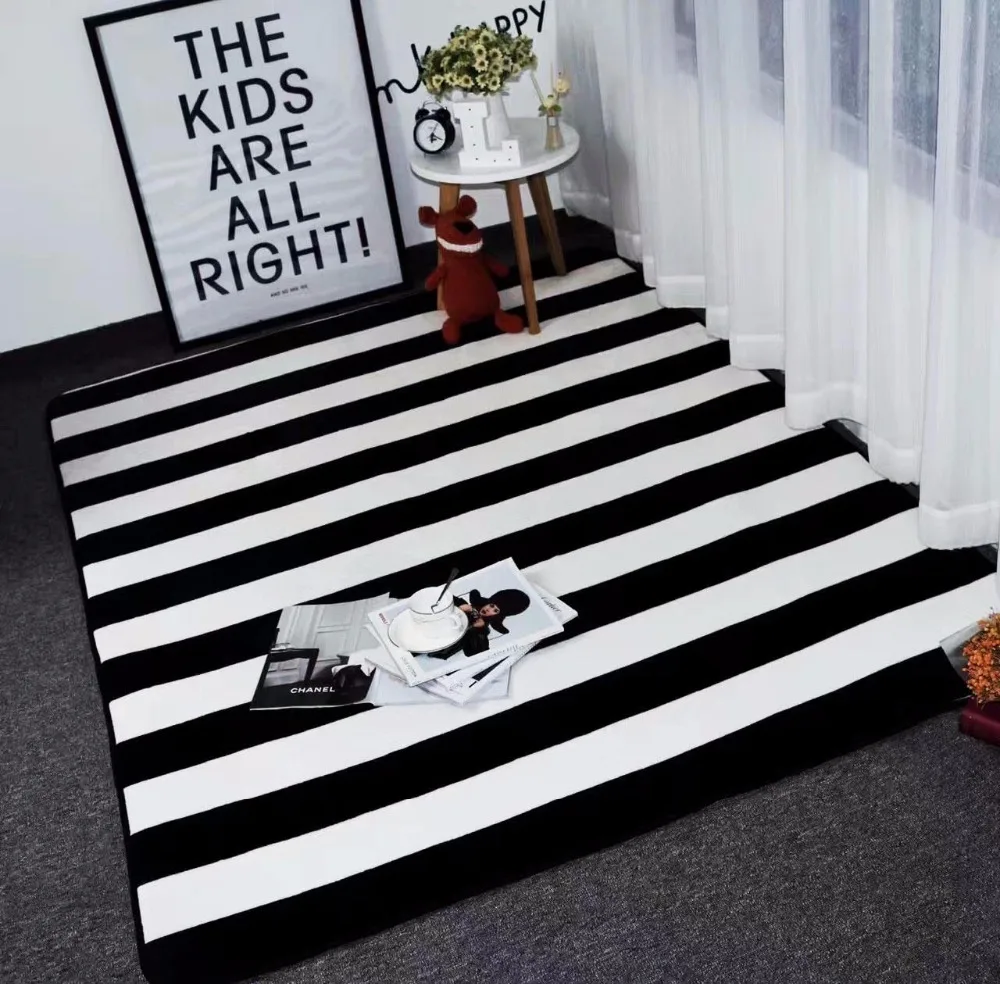 Image Simple Black White Stripes Carpets For Living Room Home Bedroom Rugs And Carpets Children Study Room Area Rug Coffee Table Mat