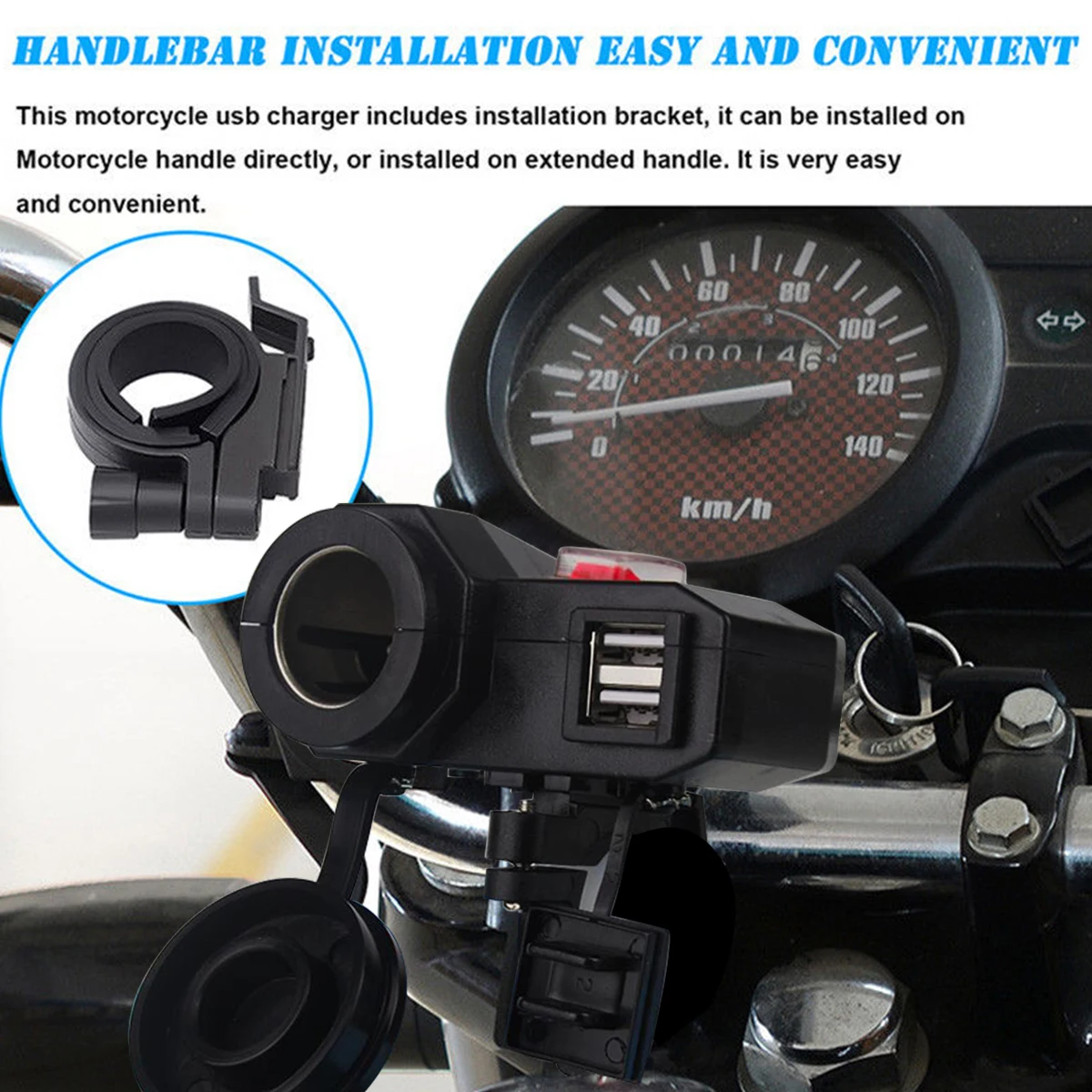 SOONHUA 12V-24V Car Auto Motorbike Charger Dual USB Chargers Power Socket Phone GPS Waterproof Design For Phone Tablet GPS