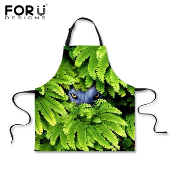 

FORUDESIGNS Funny Men Kitchen Apron 3D Lion Tiger Printing Cooking Aprons with Sleevesless Men Chef Dinner BBQ Cleaning Apron