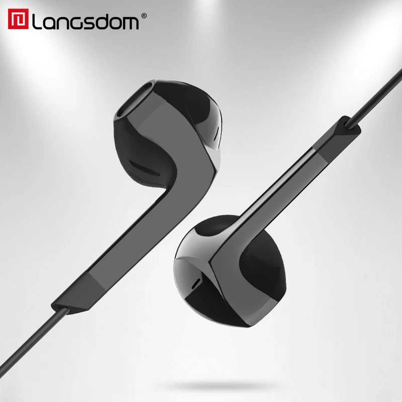 Langsdom E6U In-ear Earphone for iPhone Bass Headset with Microphone Phone Earphones for Xiaomi Airpods Earpods fone de ouvido