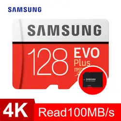 Карта памяти Samsung 128 GB EVO Plus Micro sd 128g класс 10 U3 водонепроницаемый TF Memoria sim-карта для смартфонов