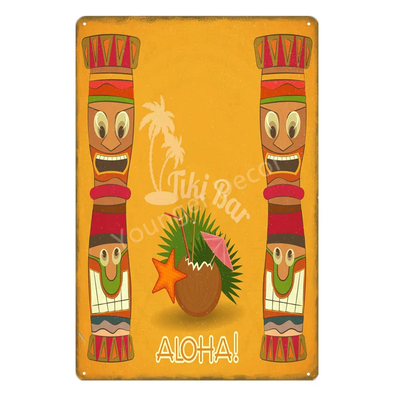 Вечерние украшения Aloha Tiki Bar постер с рисунком стен для ресторана паба домашнего