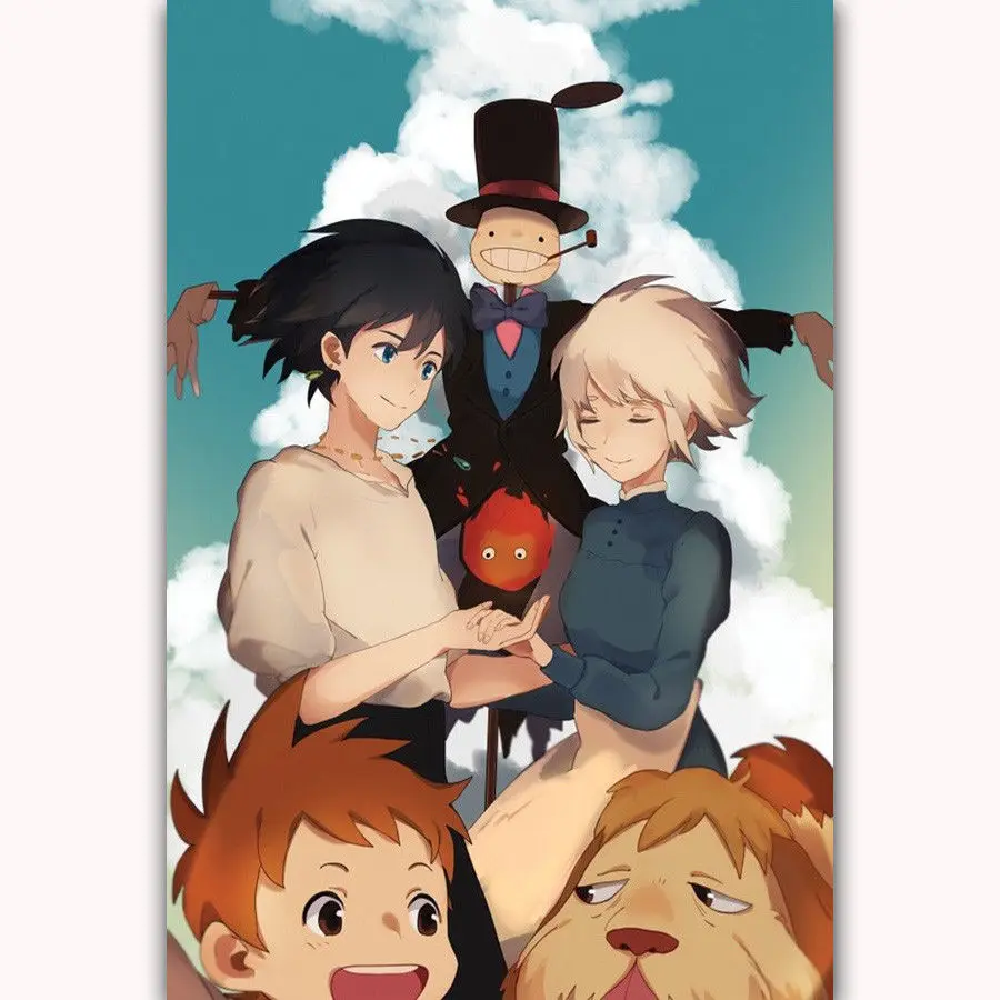 

Hot New Howls Moving Castle Anime Movie-Silk Art Poster Wall Sticker Decoration Gift