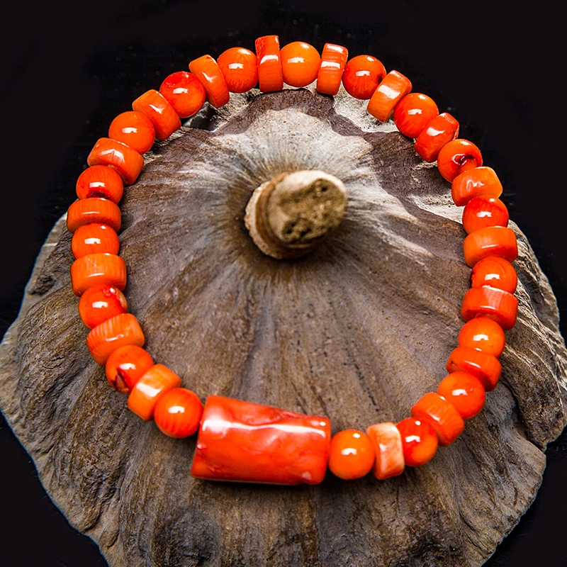 Коралловый браслет Круглый и неправильной формы большой коралловый эластичный браслет из бисера таинственное очарование храмы мать подарки