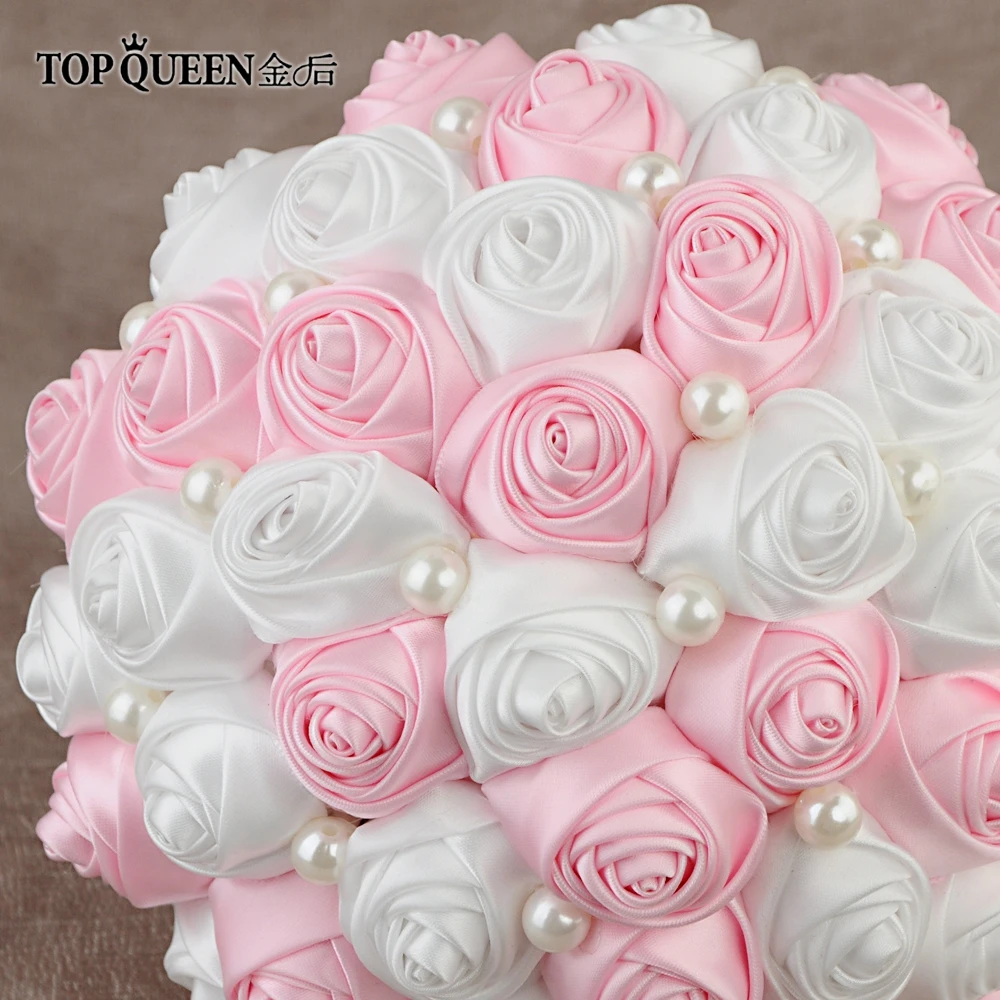 TOPQUEEN F4-PK букет Искусственные розы Розовый Свадебный букет цветок-бутоньерка корсаж лента для Свадебные букеты