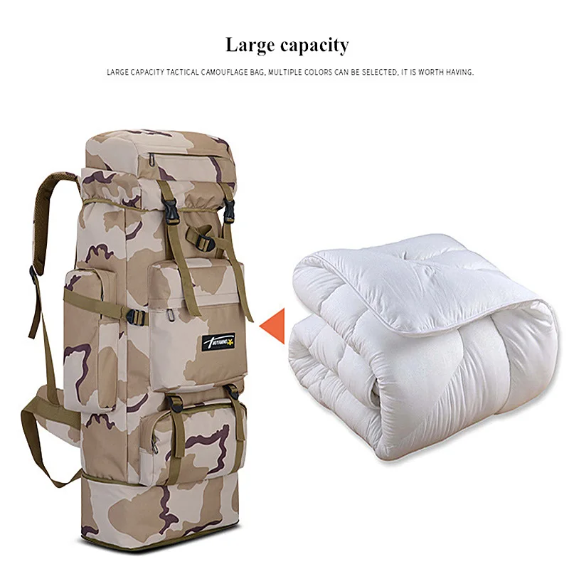  85L Large Capacity Backpack Nylon Waterproof Military Camouflage Molle Army Bag Men Backpack Rucksa