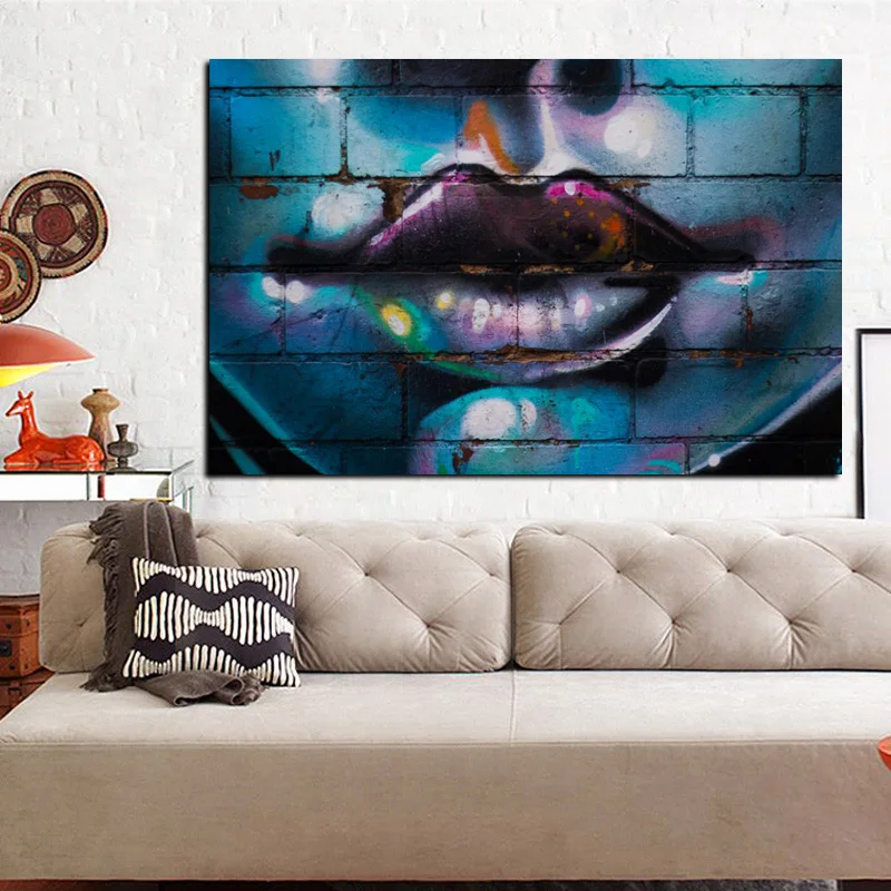 YWDECOR HD Print Graffiti Art Womans Red Sexy Lips Painting on Canvas Art Modern Abstract Wall Picture for Living Room Cuadros (3)
