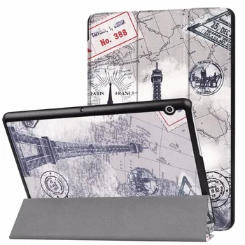 

For Huawei MediaPad T3 10 inch Color Polygonal Pattern Horizontal Deformation Flip Leather Case with Three-folding Holder